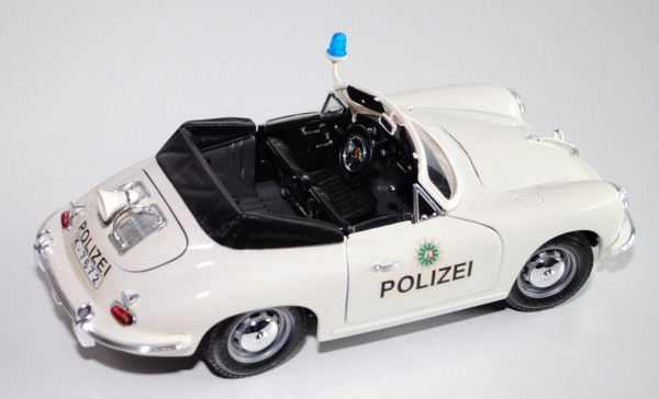 Porsche 356 B Cabriolet Polizei (1961), weiß, POLIZEI, NRW-Wappen, Türen + Motorhaube + Kofferraum z
