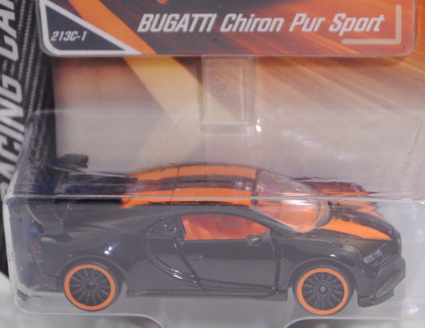 Bugatti Chiron Pur Sport (Modell 2020-), schwarz, innen orange, Nr. 213C-1, majorette, 1:65, Blister