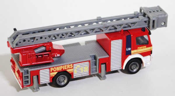 00100 Mercedes Atego Feuerwehr Drehleiter, karminrot/reinweiß, POMPIERS L32 / L32 / POMPIERS / C 18,