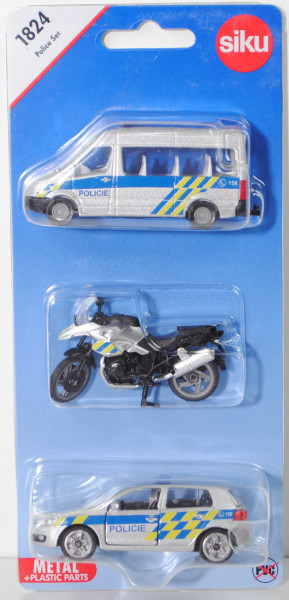 06100 CZ Police Set mit Mercedes-Benz Sprinter II + BMW R1200 GS + VW Golf VI, POLICIE, P29e Limited