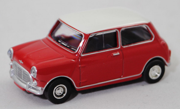 Austin Mini-Cooper 998 (1. Generation, Typ Mk 1, Mod. 1964-1967), tartan red/weiß, Norev, 1:54, mb