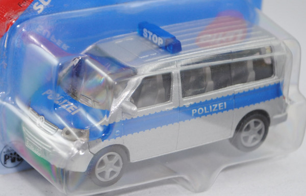 00001 VW T5 Multivan (Modell 2003-2009) Polizei-Mannschaftswagen, graualuminiummetallic/verkehrsblau