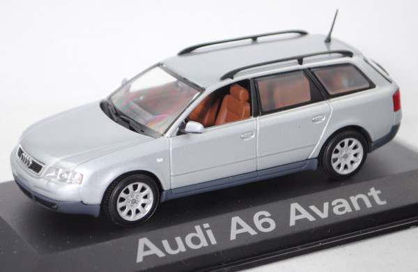 Audi A6 Avant 2.8 (C5, Typ 4B, Modell 1998-2001), lichtsilber, Minichamps, 1:43, Werbeschachtel