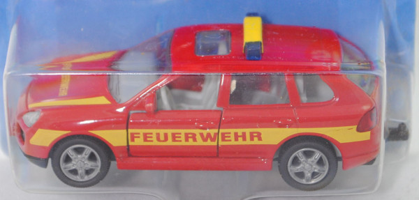 00005 Porsche Cayenne Turbo (Typ 9PA, Mod. 02-06) Feuerwehr-Kommandowagen, rot/gelb, SIKU, P28b