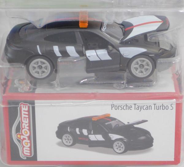 Porsche Taycan Turbo S (Typ 9J1, Modell 2019-) Safty Car, mattschwarz, majorette, 1:63, Blister