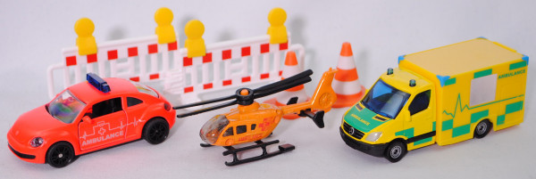 00000 Geschenkset Rettung: VW The Beetle Feuerwehr+Eurocopter EC 135+MIESEN Rettungswagen, P32mpR