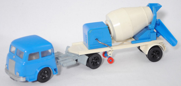 00003 STETTER Autotransportbetonmischer+Henschel (Mod. 53-55), blau/weiß, Stütze mit roten Rädern
