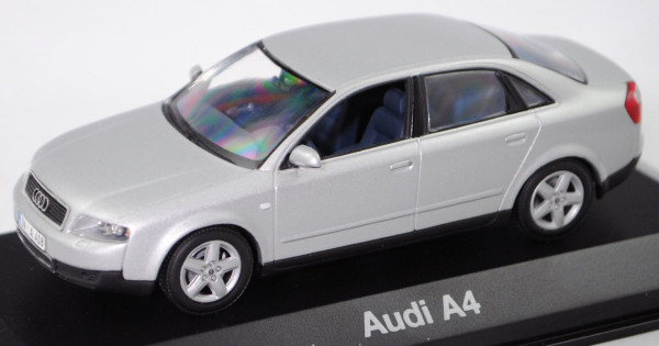 Audi A4 3.0 (B6, Typ 8E, Mod. 00-03), lichtsilber, Schrift 2.8 hinten (falsch), Minichamps, 1:43, mb
