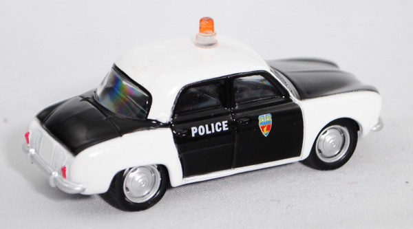Renault Dauphine (Modell 1956-1968, Baujahr 1956) Police, schwarz, Dach und Kotflügel reinweiß, POLI