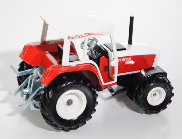 Steyr 9094 Traktor, reinweiß/verkehrsrot, ProCab in rot auf den Seiten der Kabine, Trittleiter werks