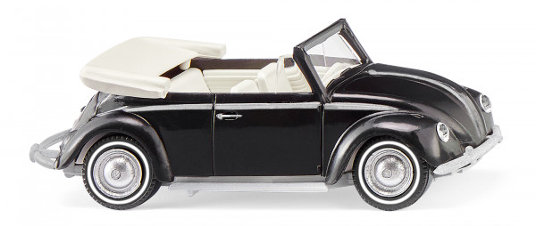 VW Käfer 1200 Cabriolet (Typ 15, Modell 1960-1963), schwarz, innen perlweiß, Wiking, 1:87, mb