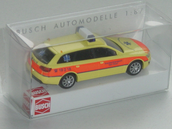 Audi A6 Avant, Mj. 2004, leuchtgelb, Krankentransport Ost/West C 19 2 18, Busch, 1:87, mb