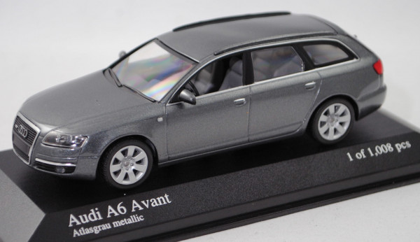 Audi A6 Avant 3.2 FSI quattro (C6, Typ 4F, Mod. 05-08), atlasgrau metallic, Minichamps, 1:43, PC-Box