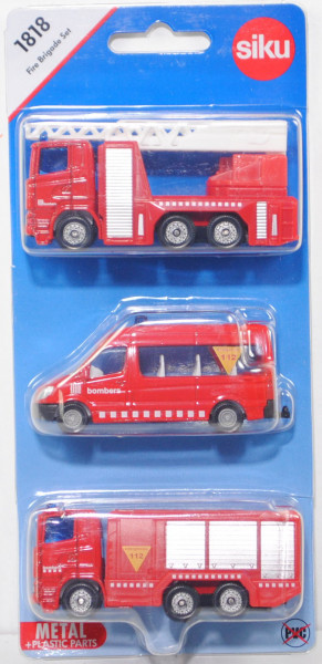 01100 ES Fire Brigade Set mit: 2x Scania R380 + Mercedes-Benz Sprinter II, bombers, Siku, P29e