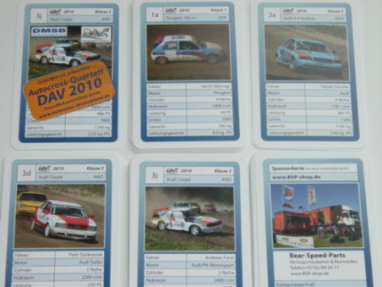 Autocross-Quartett DAV 2010, 54 Karten, mit Audi Sport quattro + Audi Coupé S2 + Audi A4 quattro, mb