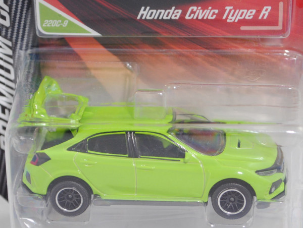 Honda Civic Type R (Typ FK8, Vorfacelift, Modell 2017-2020), hell-gelbgrün, majorette, 1:58, Blister