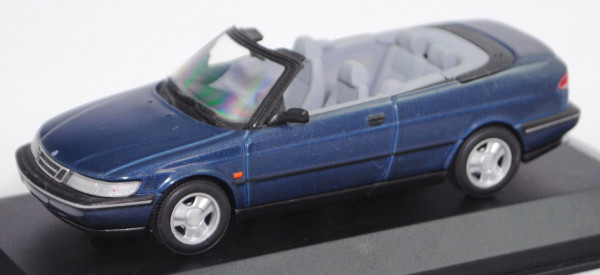 Saab 900 II SE Cabriolet (2. Gen., Typ NG, Mod. 94-98), le-mans-blau met., Minichamps, 1:43, PC-Box