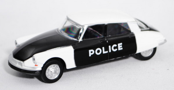 Citroen ID 19 (Modell 1957-1962) Police, schwarz, Dach und Kotflügel reinweiß, POLICE, 1:58, mb