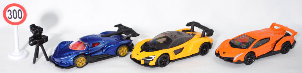 00000 Geschenkset Supercars: Lamborghini + Apollo IE + McLaren + Zubehör, SIKU, P32mpR