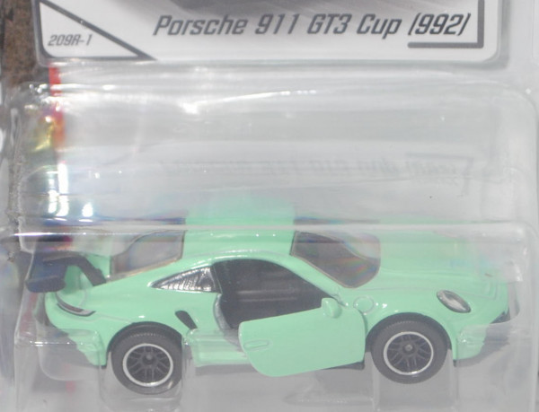 Porsche 911 GT3 Cup (Typ 992, Modell 2019-), dunkel-weißgrün, Nr. 209R-1, majorette, 1:62, Blister