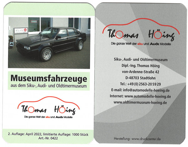 Quartett Museumsfahrzeuge aus dem Siku-, Audi- und Oldtimermuseum Thomas Höing, 33 Karten, mb