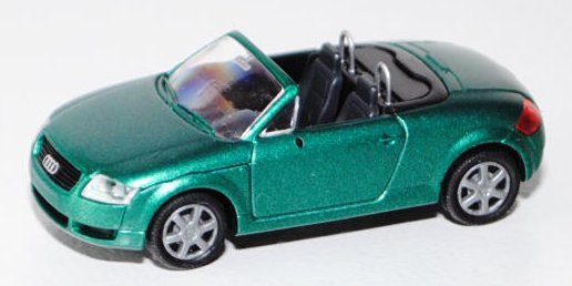 Audi TT Roadster (Typ 8N), Modell 1999-2006, patinagrünmetallic, ohne Heckspoiler, Rietze, 1:87, mb
