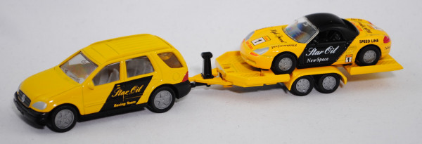 00000 Mercedes-Benz ML 320 mit Anhänger und Tourenwagen Porsche Boxster 2.5, gelb, SIKU, 1:55, L15