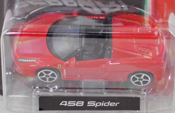 Ferrari 458 Spider (Mod. 2011-2015), rosso corsa, Bburago FERRARI RACE & PLAY, 1:64er Serie, Blister