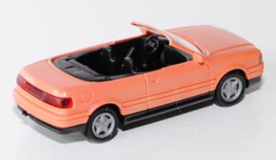 Audi Cabriolet (B4, Typ 8G), Modell 1991-2000, hell-lachsrot, innen schwarz, Felgen silbergrau, Riet