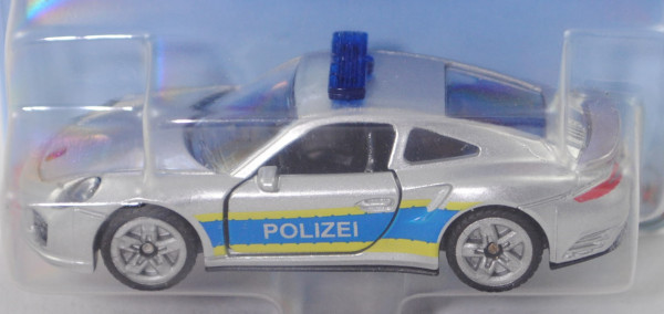 00001 Porsche 911 Turbo S (Mod. 15-) Autobahnpolizei, weißalu, flache Blaulichter, B47 silber, P29e