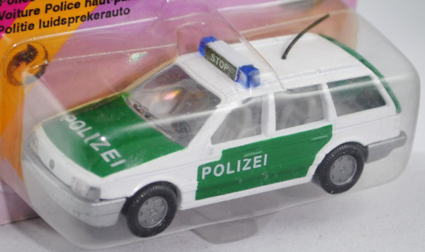 00018 VW Passat Variant (B3, Typ 35i, Modell 1988-1993) Polizei-Lautsprecherwagen, reinweiß, innen l