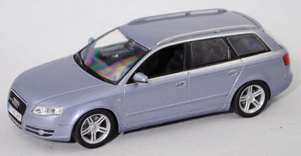 Audi A4 Avant 3.2 FSI quattro (B7, Typ 8E, Modell 04-08), akoyasilber met., Minichamps, 1:43, PC-Box
