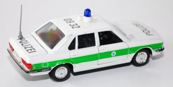 BMW 528i (Typ E28) Polizei Bayern, Modell 1981-1984, reinweiß/gelbgrün, POLIZEI / 09 32, Türen + Hec