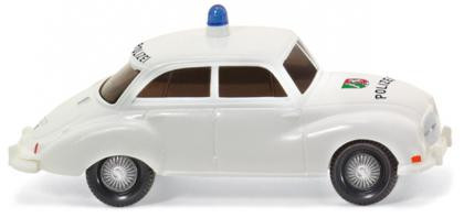 Polizei - Auto Union 1000 Limousine (Typ Mod. 58, Mod. 58-59), weiß, POLIZEI / NRW, Wiking, 1:87, mb