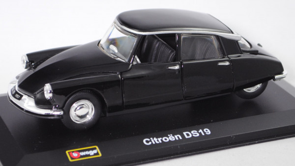 Citroen DS 19 (Modell 1955-1968), schwarz, Türen zu öffnen, Bburago Street Classics, 1:32, PC-Box