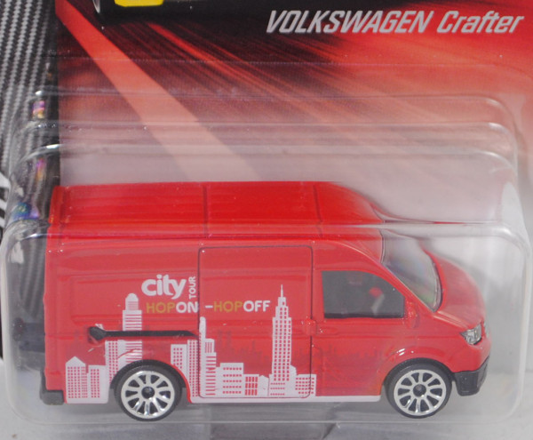 VW Crafter Kastenwagen (Typ 7C0, Mod. 2017-), rot, city TOUR, majorette, 1:81, Blister (Müllwagen)