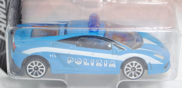 Lamborghini Gallardo LP 560-4 Polizia, blau/weiß, POLIZIA, Modell Nr. 5/6, majorette, Blister