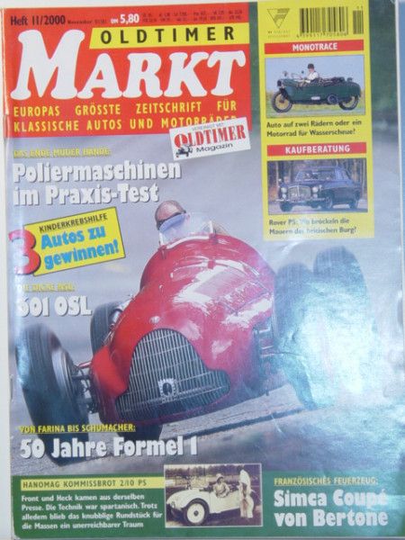 MARKT EUROPAS GRÖSSTE OLDTIMER-ZEITSCHRIFT, Heft 11, November 2000