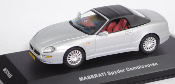 Maserati Spyder Cambiocorsa (Tipo M 138, Modell 2001-2004), silber, IXO MODELS®, 1:43, Werbebox