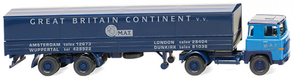 Scania LB 111 4x2 (Modell 1974-1980) Pritschensattelzug, blau, M.A.T- / CARDIFF, Wiking, 1:87, mb