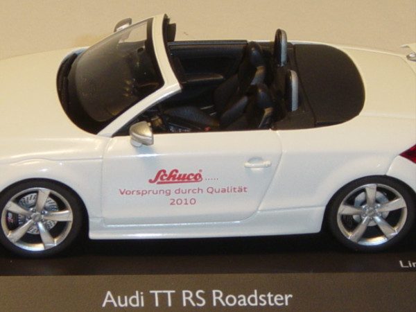 Audi TT RS Roadster, Mj. 09, ibisweiß, Schuco® / Vorsprung durch Qualität / 2010, Schuco, 1:43, PC-B