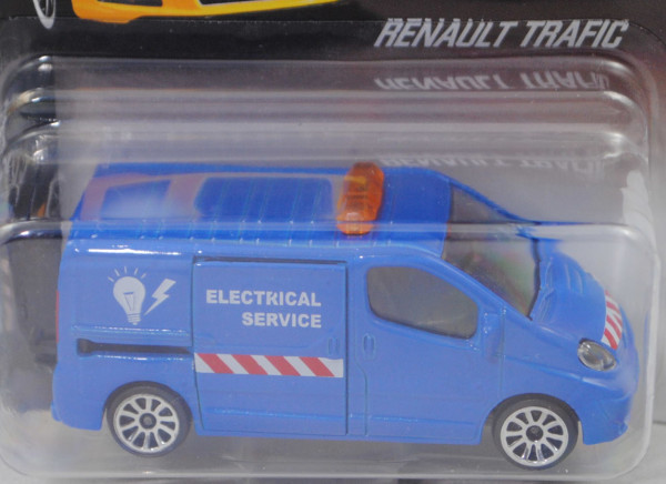 Renault Trafic II Kastenwagen (Mod. 06-14), blau, ELECTRICAL/SERVICE, majorette, mb (Audi R8 Taxi)