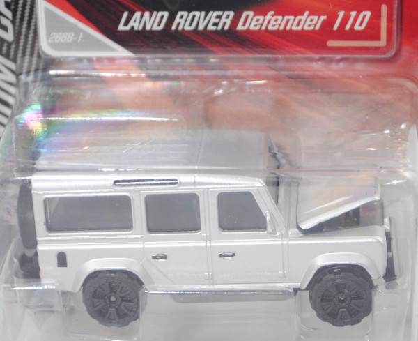 Land Rover Defender 110 County Station-Wagon (Mod. 1990-2016), weißalu, majorette, ca. 1:60, Blister
