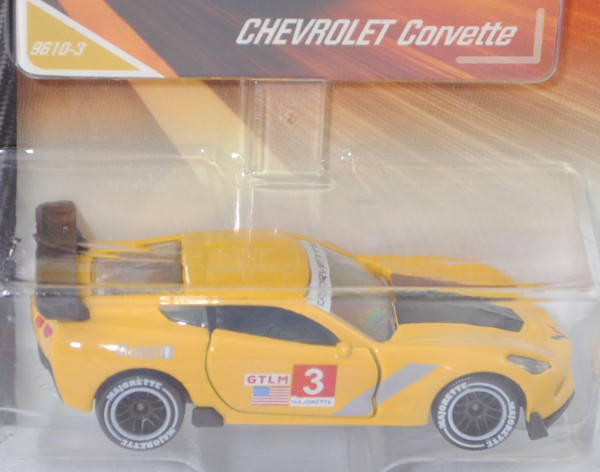 Chevrolet Corvette C7.R (7. Generation, Modell 2014-2019), goldgelb, Nr. 3, majorette, 1:60, Blister