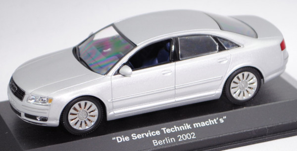 Audi A8 (D3, Mod. 02-05), lichtsilber, Die Service Technik macht's Berlin 2002, Minichamps, 1:43, mb