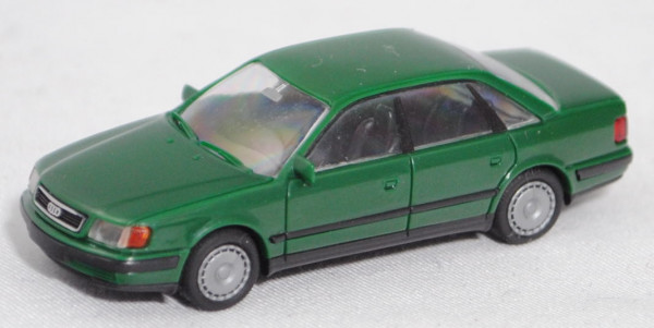 Audi 100 quattro 2.8 E (Baureihe C4, Mod. 1990-1994), h.-moosgrün, Radblende, Rietze, 1:87, Werbebox