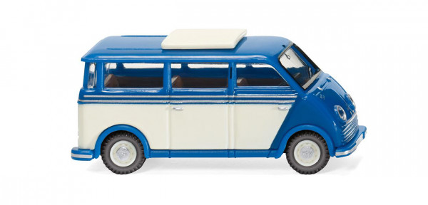 DKW-Schnellaster F 800 Bus (Typ 3, Modell 1955-1962), blau mit perlweißen Flanken, Wiking, 1:87, mb