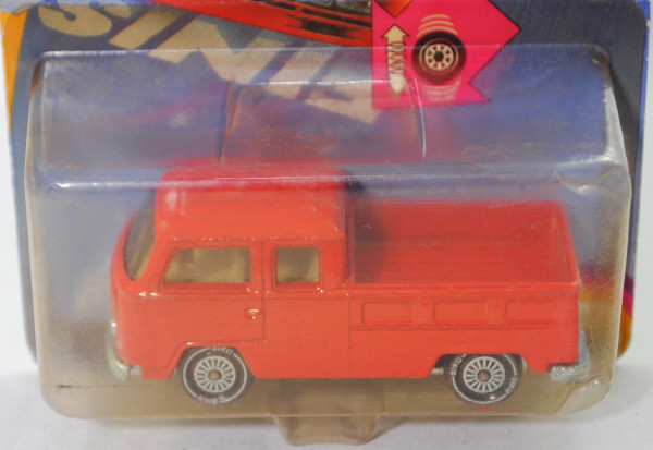 00008 VW Transporter T2 DoKa (Mod. 1971-1972), rot, Verglasung rauch, R11 glatt, SIKU, P21 vergilbt