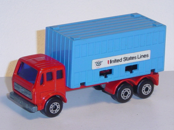Mercedes Container Truck, verkehrsrot, Container lichtblau, United States Lines, Matchbox Series