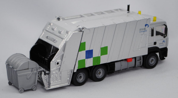 MAN TGA 18.460 M (Modell 2000-2007) Müllwagen, weißaluminiummetallic/schwarz, RWE / Umwelt sowie 4 g